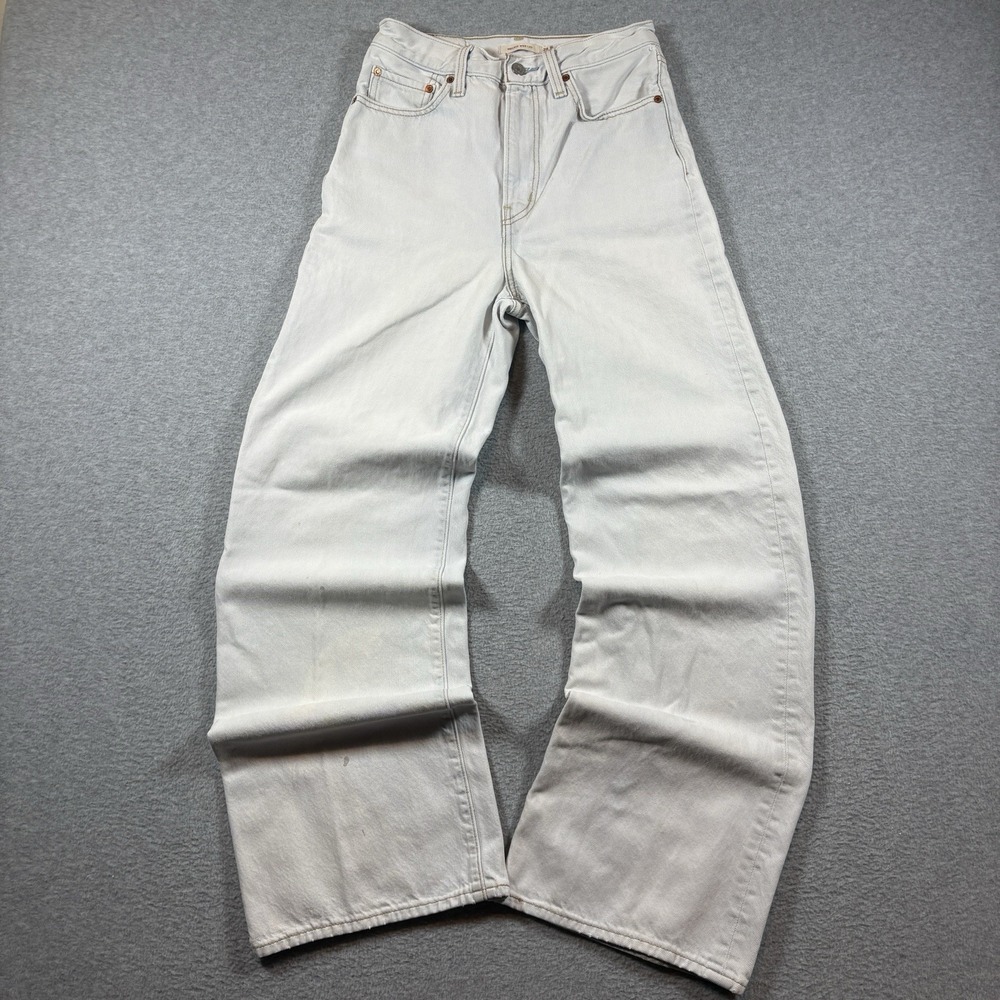 Levi's Premium Ribcage Wide Leg Jeans Womens 28x34 Light Wash High Rise Cotton